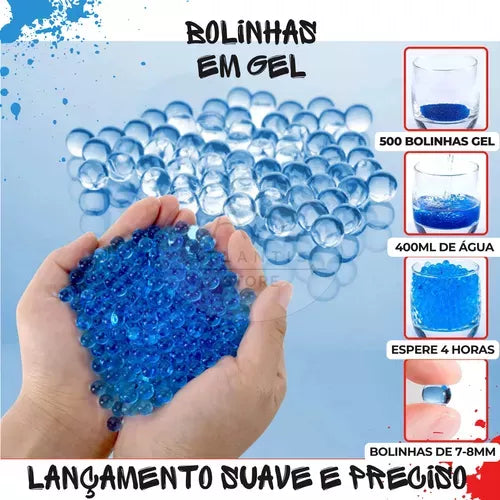 Arminha Bolinha De Gel Ak-47 Azul C/bolinha E Silenciador