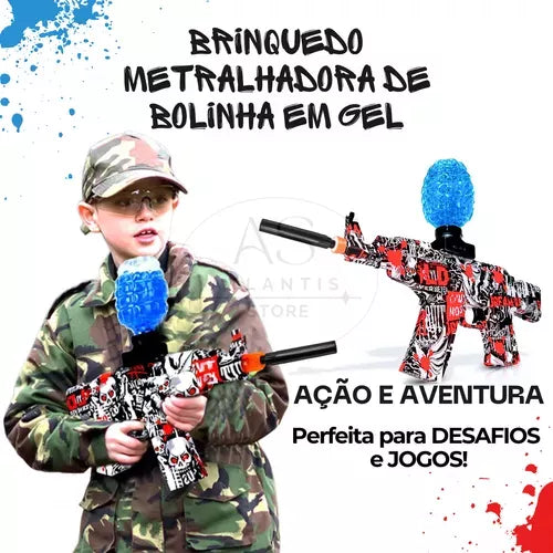 Arminha Bolinha De Gel Ak-47 Azul C/bolinha E Silenciador